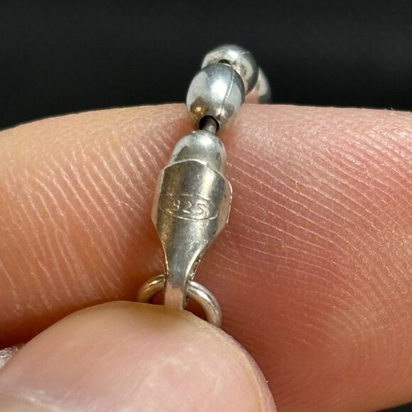Vintage Sterling Silver 925 Oval Ball & Pin Chain Lobster Claw Clasp Size 18'' L - Picture 5 of 8